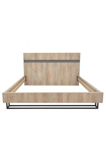 Κρεβάτι διπλό Elencia pakoworld σε oak με γκρι απόχρωση 160x200εκ