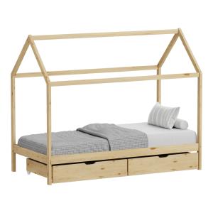 Παιδικό κρεβάτι Mellin τ.Montessori με 2 συρτάρια pakoworld ξύλο πεύκου σε φυσική απόχρωση 90x190εκ