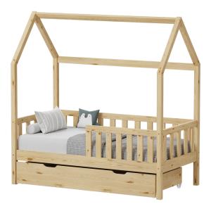 Παιδικό κρεβάτι Bendina τ.Montessori με συρτάρι pakoworld ξύλο πεύκου σε φυσική απόχρωση 70x140εκ