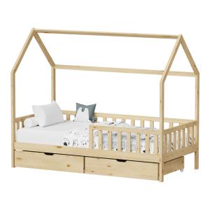 Παιδικό κρεβάτι Piccolo τ.Montessori με 2 συρτάρια pakoworld ξύλο πεύκου σε φυσική απόχρωση 90x190εκ