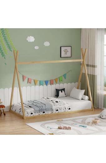 Παιδικό κρεβάτι Lilly τ.Montessori  pakoworld ξύλο πεύκου σε φυσική απόχρωση 90x190εκ