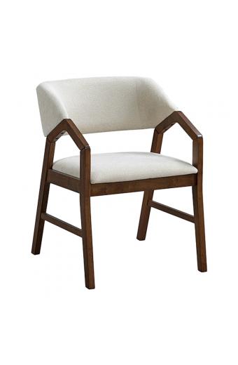 Πολυθρόνα Livia pakoworld rubberwood σε καρυδί-εκρού απόχρωση 47.5x54.5x78εκ