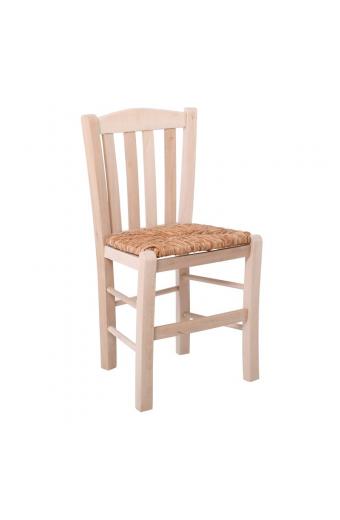 CASA Καρέκλα Οξιά Άβαφη με Ψάθα Αβίδωτη - 42x45x88cm