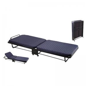 PARKER Κρεβάτι Σπαστό - Βοηθητικό με Ροδάκια / Στρώμα 6,5cm / Μέταλλο Βαφή Μαύρο