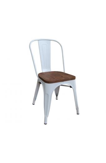 RELIX Wood Dark Oak Καρέκλα Μέταλλο Βαφή Άσπρο