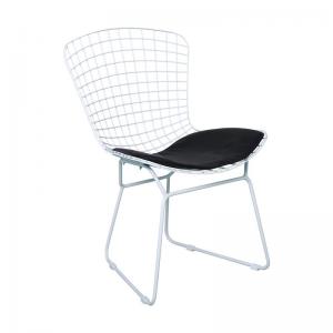 SAXON Καρέκλα Μέταλλο Βαφή Άσπρο, Μαξιλάρι Μαύρο