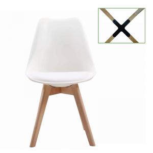 MARTIN Καρέκλα Metal Cross Ξύλο, PP Άσπρο, Μονταρισμένη Ταπετσαρία
