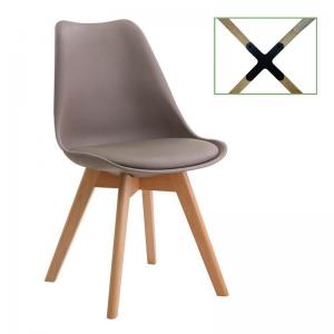 MARTIN Καρέκλα Metal Cross, Ξύλο PP Sand Beige, Μονταρισμένη Ταπετσαρία - 49x56x82cm
