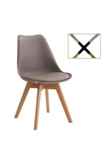 MARTIN Καρέκλα Metal Cross, Ξύλο PP Sand Beige, Μονταρισμένη Ταπετσαρία - 49x56x82cm