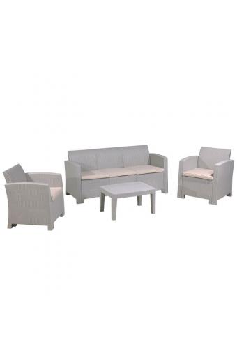 SAVANNA Set Σαλόνι Κήπου Βεράντας  K/D, PP-UV Sand Grey Μαξιλάρια Μπεζ