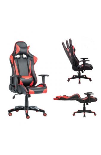 BF8050 Gaming Πολυθρόνα Γραφείου, Ανάκλιση Πλάτης έως 90°, Pu Μαύρο - Κόκκινο - 70x67/134x125/135cm