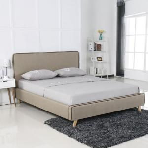MORISSON Κρεβάτι Διπλό, για Στρώμα 160x200cm, Ύφασμα Απόχρωση Dark Beige