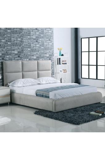 MAXIM Κρεβάτι Διπλό, για Στρώμα 160x200cm, Ύφασμα Απόχρωση Ανοιχτό Γκρι - 183x220x121cm