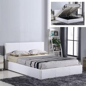 WILTON Κρεβάτι Διπλό με Χώρο Αποθήκευσης, για Στρώμα 160x200cm, Pu Άσπρο