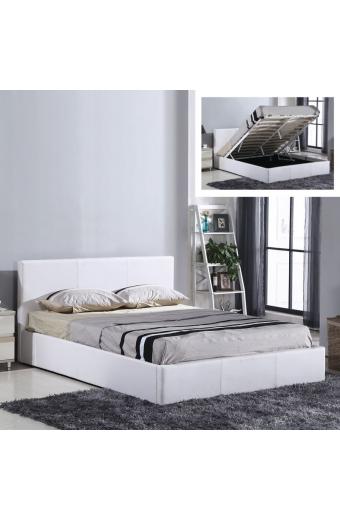 WILTON Κρεβάτι Διπλό με Χώρο Αποθήκευσης, για Στρώμα 160x200cm, Pu Άσπρο