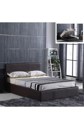 WILTON Κρεβάτι Διπλό με Χώρο Αποθήκευσης, για Στρώμα 160x200cm, Pu Σκούρο Καφέ