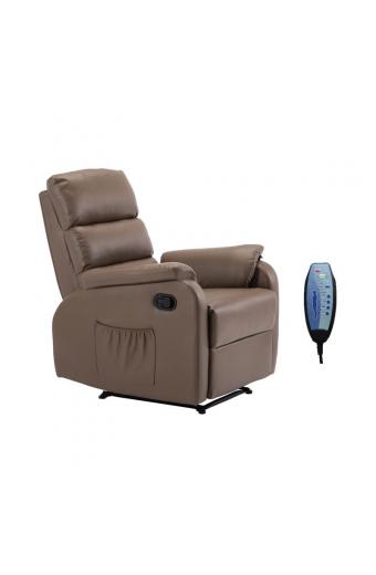 COMFORT Massage Πολυθρόνα Relax, Σαλονιού - Καθιστικού, PU Cappuccino - 74x90x98cm