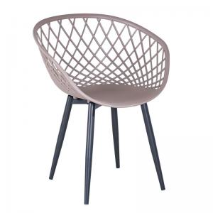 REX Πολυθρόνα Μέταλλο Βαφή Μαύρο, PP-UV Sand Beige - 62x56x80cm
