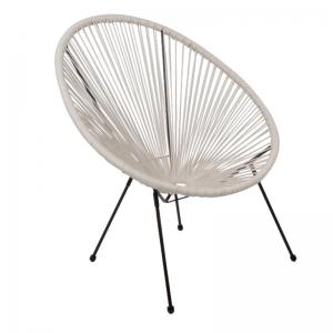 ACAPULCO Πολυθρόνα Μέταλλο Βαφή Μαύρο, Rattan Άσπρο - 73x76x89cm