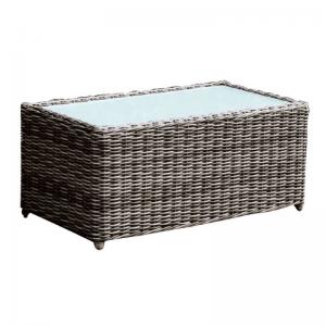 ARIZONA Τραπεζάκι Σαλονιού Κήπου ALU, Wicker Grey Brown, Γυαλί Tempered 5mm - 100x50 H.45cm