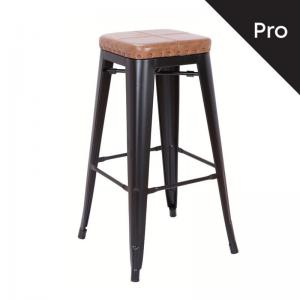 RELIX Σκαμπό Bar-Pro, Στοιβαζόμενο, Μέταλλο Βαφή Μαύρο Matte, Pu Camel - 43x43x78cm