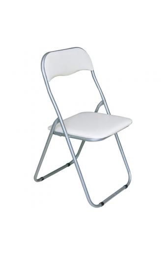 LINDA Καρέκλα Πτυσσόμενη Βαφή Γκρι, Pvc Άσπρο