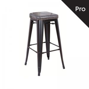 RELIX Σκαμπό Bar-Pro, Στοιβαζόμενο, Μέταλλο Βαφή Μαύρο Matte, Pu Σκούρο Γκρι - 43x43x78cm