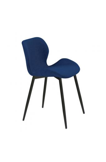 LILIAN Καρέκλα Τραπεζαρίας Μέταλλο Βαφή Μαύρο - Ύφασμα Σκούρο Μπλε