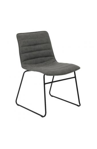 CONNEL Καρέκλα Τρπαεζαρίας Μέταλλο Βαφή Μαύρο, PU Vintage Grey