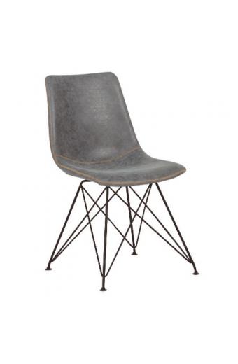 PANTON Καρέκλα Μέταλλο Βαφή Μαύρη, PU Vintage Grey