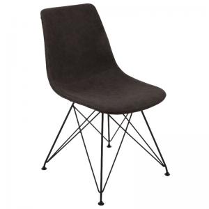 PANTON Καρέκλα Μέταλλο Βαφή Μαύρη, PU Vintage Black - 43x57x81cm