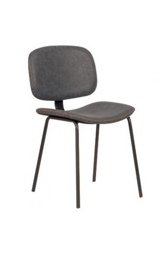 BARLEY Καρέκλα Μέταλλο Βαφή Μαύρο, PU Vintage Grey