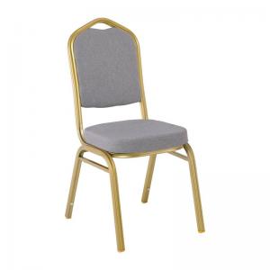 HILTON Καρέκλα Μεταλλική Yellow Gold/Ύφ.Γκρι