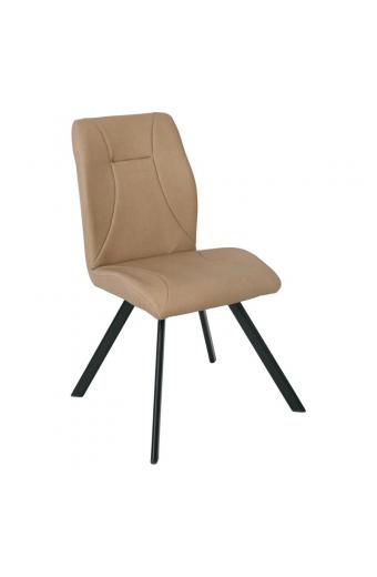 PERRY Καρέκλα Μέταλλο Βαφή Μαύρο, Pu Vintage Beige