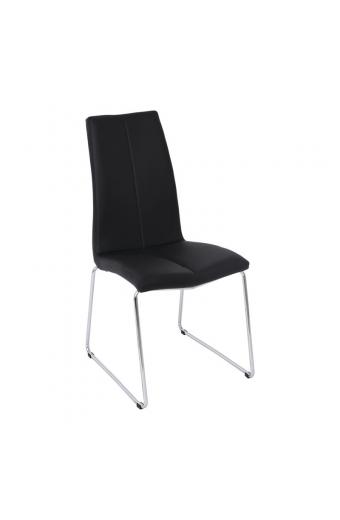 MARKET Καρέκλα Μέταλλο Χρώμιο, PU Μαύρο