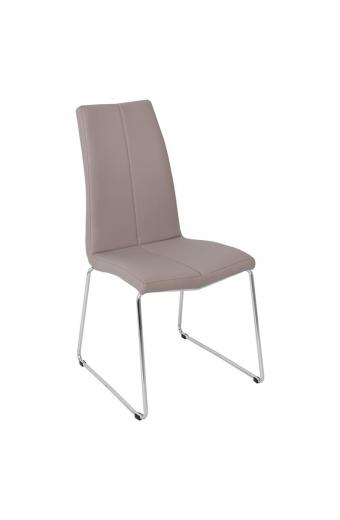 MARKET Καρέκλα Μέταλλο Χρώμιο - PU Cappuccino