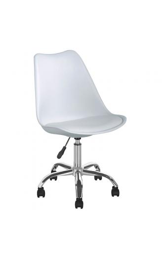 MARTIN Καρέκλα Γραφείου Χρώμιο PP Άσπρο, Κάθισμα: Pu Άσπρο Μονταρισμένη Ταπετσαρία Συσκ.1