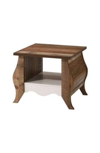 SCARLET Τραπεζάκι Σαλονιού Καθιστικού, Απόχρωση Antique Oak - Άσπρο - 65x60x53cm