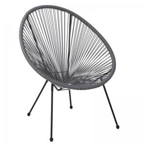 ACAPULCO Πολυθρόνα Μέταλλο Βαφή Μαύρο, Rattan Γκρι - 73x76x89cm