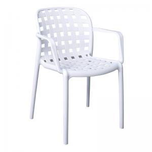 DENON Πολυθρόνα Στοιβαζόμενη PP-UV  Άσπρο - 58x57x82cm