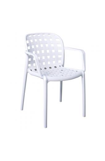 DENON Πολυθρόνα Στοιβαζόμενη PP-UV  Άσπρο - 58x57x82cm