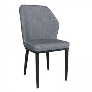 DELUX Καρέκλα Μέταλλο Βαφή Μαύρο, Linen PU Ανθρακί