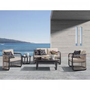 CITY Living Set Σαλόνι Καθιστικό Κήπου - Βεράντας Alu Ανθρακί - Μπεζ - Τραπ+2θέσιο+2 Πολυθρ+Βοηθ.τραπ