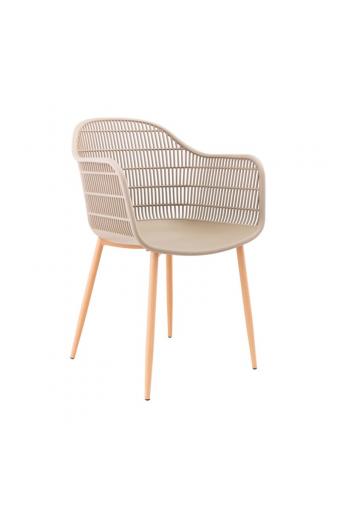 BERRY Πολυθρόνα Μέταλλο Βαφή Φυσικό, PP-UV Tortora - 58x58x85cm