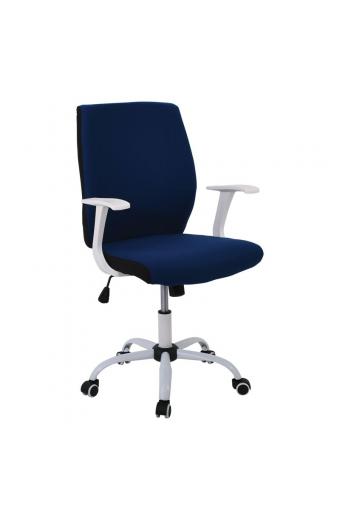 BF3900 Πολυθρόνα Γραφείου Βάση Μέταλλο Βαφή Άσπρο Ύφασμα Μπλε