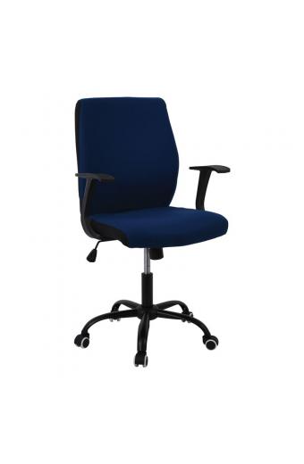 BF3900 Πολυθρόνα Γραφείου Βάση Μέταλλο Βαφή Μαύρο Ύφασμα Μπλε
