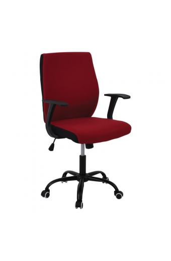 BF3900 Πολυθρόνα Γραφείου Βάση Μέταλλο Βαφή Μαύρο Ύφασμα Κόκκινο