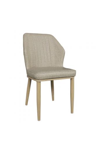 DELUX Καρέκλα Μέταλλο Βαφή Φυσικό, Linen PU Μπέζ