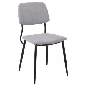 LOCA Καρέκλα *Unpacked* Μέταλλο Βαφή Μαύρο - Ύφασμα Ανοιχτό Γκρι