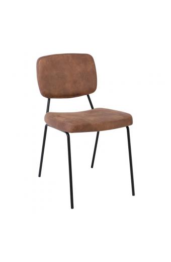 POP Καρέκλα Μέταλλο Βαφή Μαύρο / PU Καφέ
